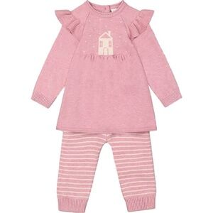 DEUX PAR DEUX  House Intarsia Knit Frilled Tunic & Legging Set, Mauve